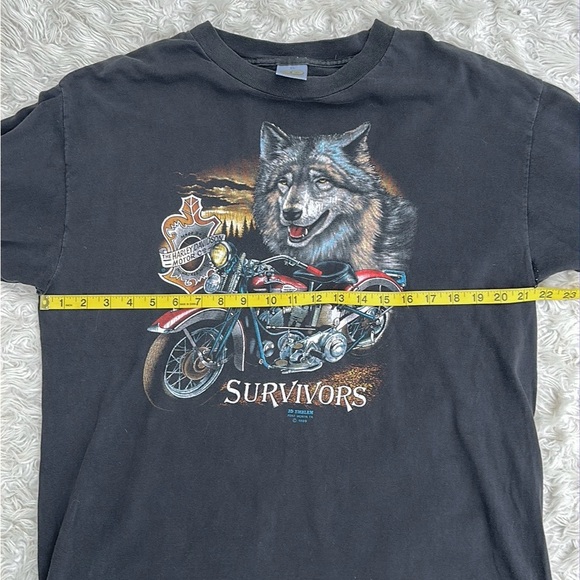 Vtg 1989 3D Emblem Harley Davidson Survivors Wolf LS t-shirt XL single stitch - Picture 11 of 13